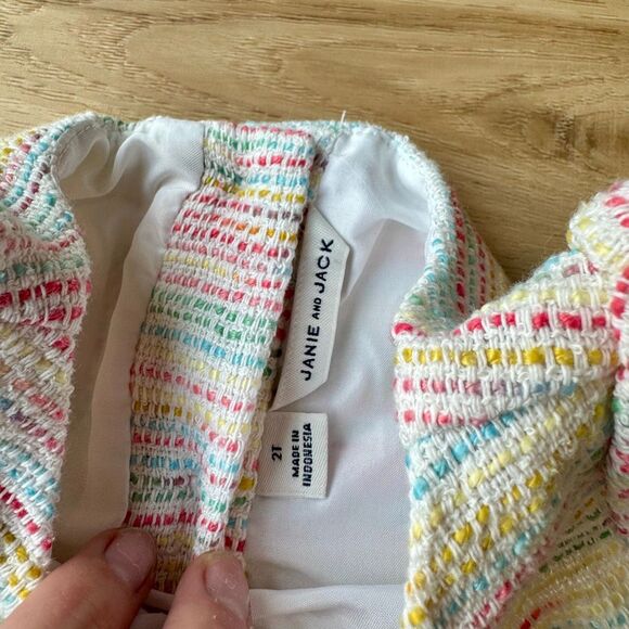 Janie & Jack Toddler Girl’s Colorful Bow Boucle Tweed Shift Dress 2T - Picture 4 of 6